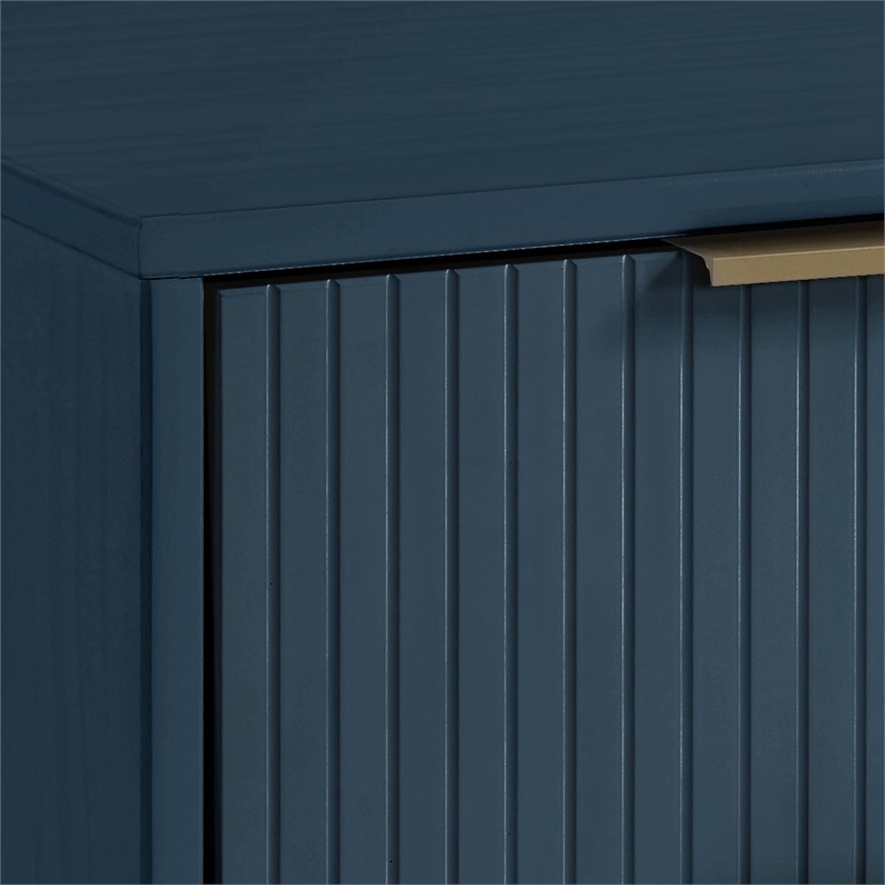 Manhattan Comfort Granville Solid Wood Nightstand 1.0 in Midnight Blue- Set of 2