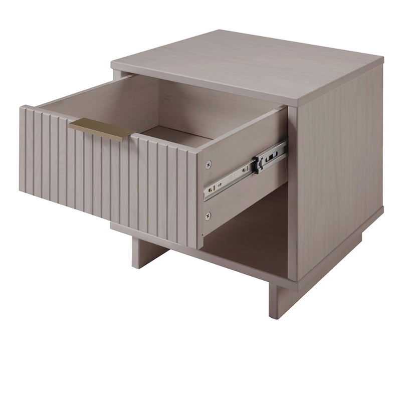 Manhattan Comfort Granville Solid Wood Nightstand 1.0 in Light Gray- Set of 2