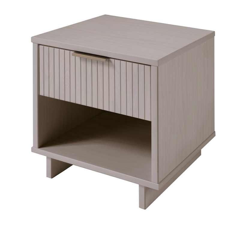 Manhattan Comfort Granville Solid Wood Nightstand 1.0 in Light Gray- Set of 2