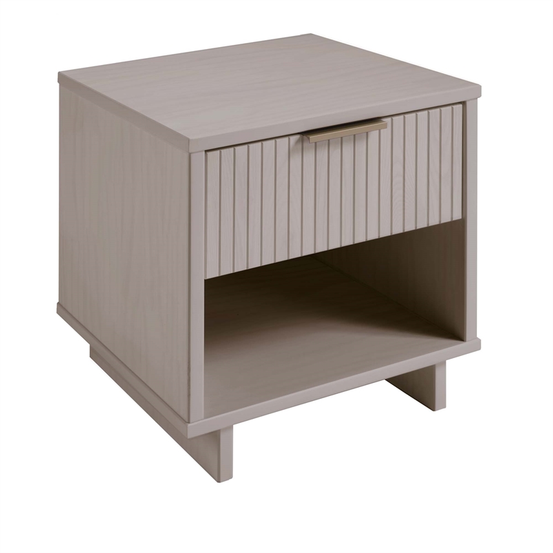 Manhattan Comfort Granville Solid Wood Nightstand 1.0 in Light Gray- Set of 2