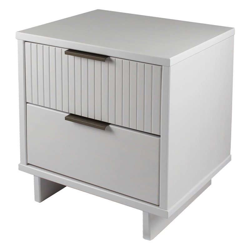 Manhattan Comfort Granville Solid Wood Nightstand 2.0 in White- Set of 2