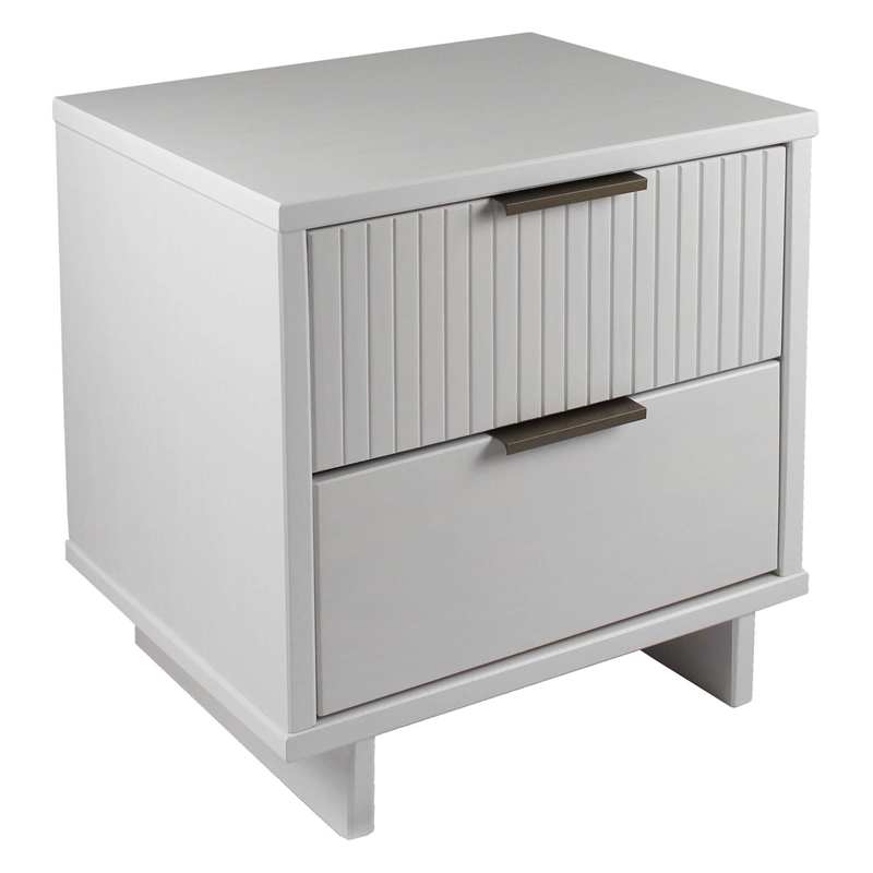 Manhattan Comfort Granville Solid Wood Nightstand 2.0 in White- Set of 2