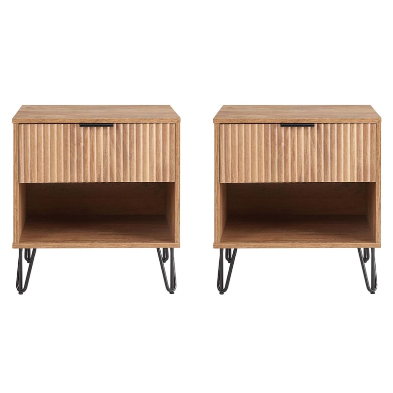 DUMBO 1.0 Nightstand from Engineered Wood in Golden Brown - Set of 2