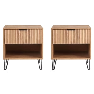 DUMBO 1.0 Nightstand from Engineered Wood in Golden Brown - Set of 2
