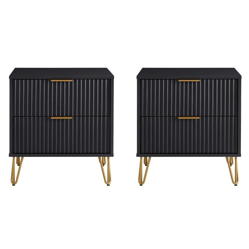 DUMBO 2.0 Nightstand from Engineered Wood in Black - Set of 2