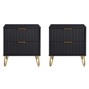 DUMBO 2.0 Nightstand from Engineered Wood in Black - Set of 2