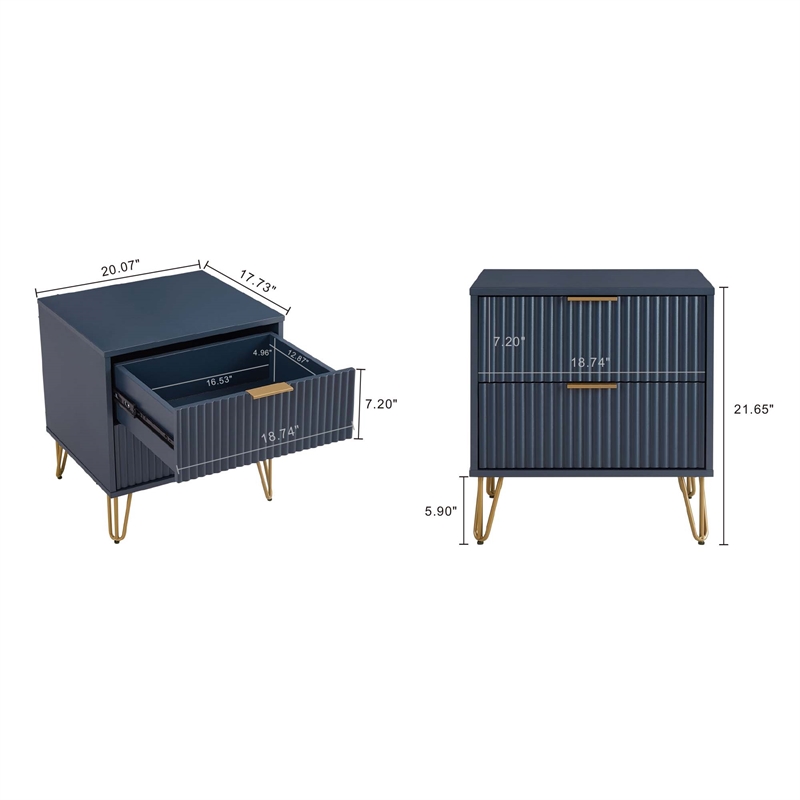 DUMBO 2.0 Nightstand from Engineered Wood in Midnight Blue - Set of 2