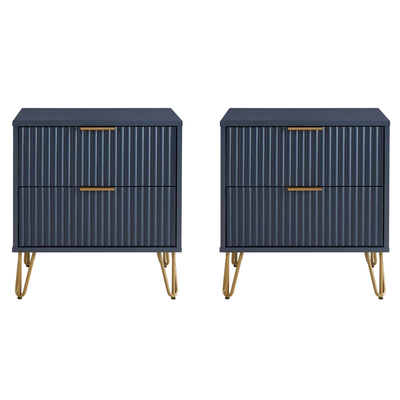 DUMBO 2.0 Nightstand from Engineered Wood in Midnight Blue - Set of 2