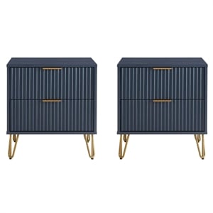 DUMBO 2.0 Nightstand from Engineered Wood in Midnight Blue - Set of 2