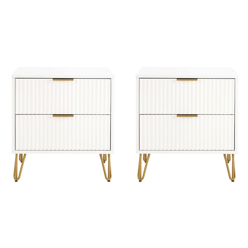 DUMBO 2.0 Nightstand from Engineered Wood in White - Set of 2