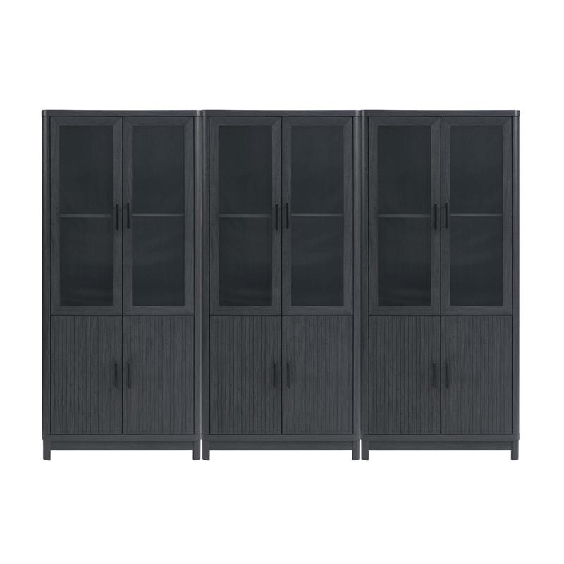 Jodie Bookcase made from Engineered Wood in Charcoal Gray - Set of 3