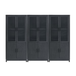 Jodie Bookcase made from Engineered Wood in Charcoal Gray - Set of 3