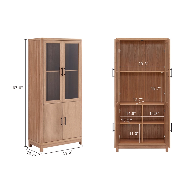 Manhattan Comfort Jodie Bookcase made from Engineered Wood in Maple - Set of 3