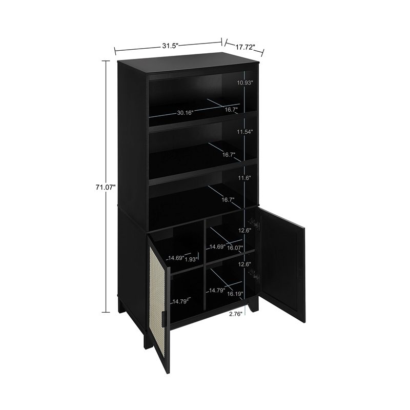 Sheridan 4-Piece Engineered Wood Bookcase TV Stand Sideboard End Table in Black