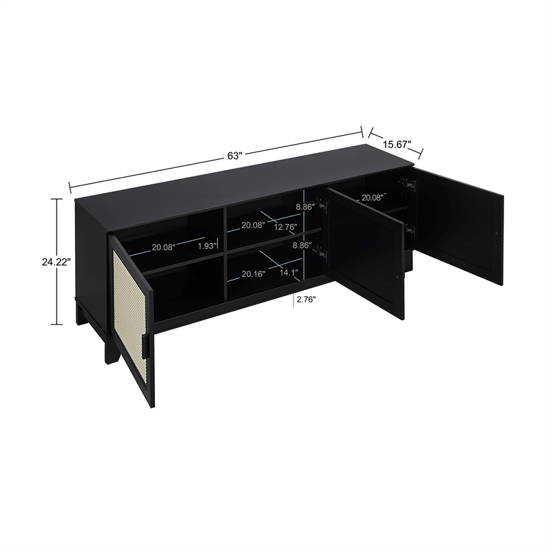 Sheridan 4-Piece Engineered Wood Bookcase TV Stand Sideboard End Table in Black