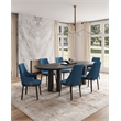 Manhattan Comfort 6-Piece Kara Solid Wood Dining Side and Arm Chairs in Blue