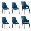 Manhattan Comfort 6-Piece Kara Solid Wood Dining Side and Arm Chairs in Blue