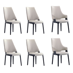 6-Piece Kara Dining Side and Arm Chairs from Solid Wood in Light Gray