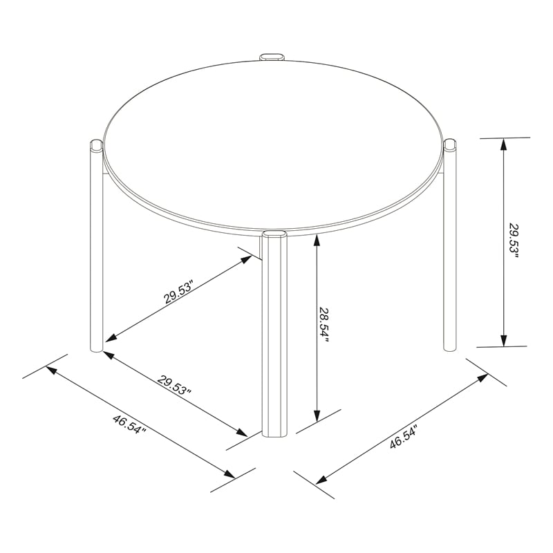 Gales Round 46.54 Dining Table from Engineered Wood in White - Set of 5