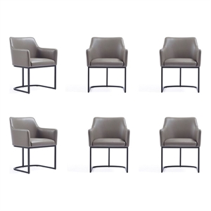 Manhattan Comfort Serena 6 Piece Dining Set with Steel Base in Gray