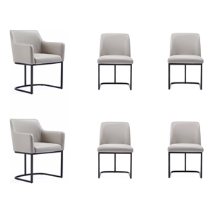 Manhattan Comfort Serena 6 Piece Dining Set with Steel Base in Light Gray