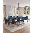 8-Piece Kara Dining Side and Arm Chairs from Solid Wood in Blue