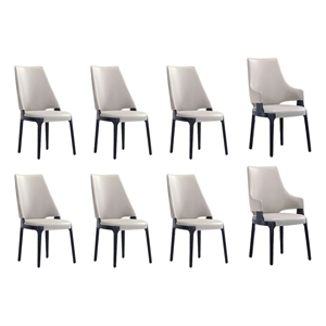 8-Piece Kara Dining Side and Arm Chairs from Solid Wood in Light Gray