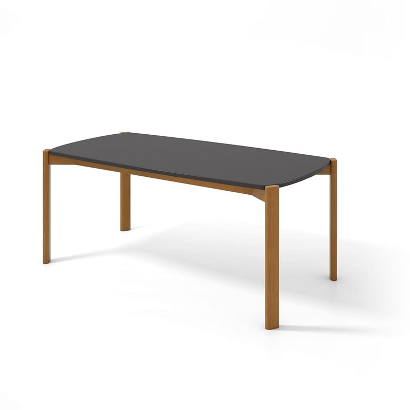 Gales 70.87 Dining Table from Engineered Wood in Black - Set of 7