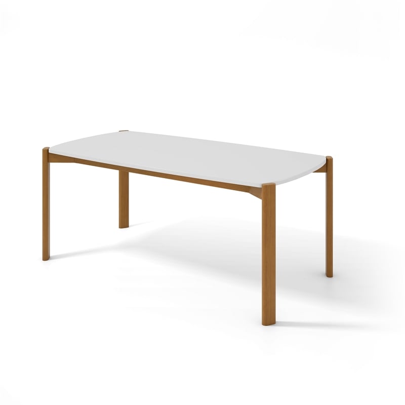 Gales 70.87 Dining Table from Engineered Wood in White - Set of 7