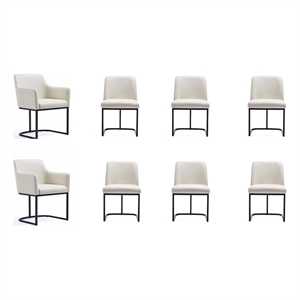 Manhattan Comfort Serena 8 Piece Dining Set with Steel Base in Cream
