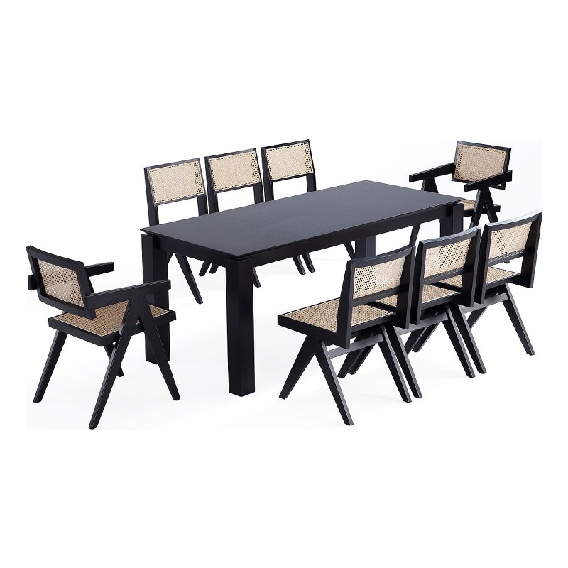 9-Piece Rockaway Dining Set from Solid Wood with 8 Hamlet Side and Arm Chairs
