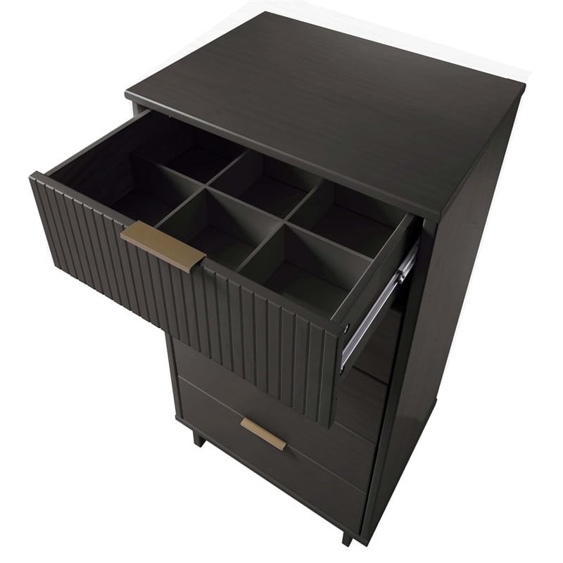 2-Piece Granville Solid Wood Tall Narrow and Standard Dresser Set in Dark Grey