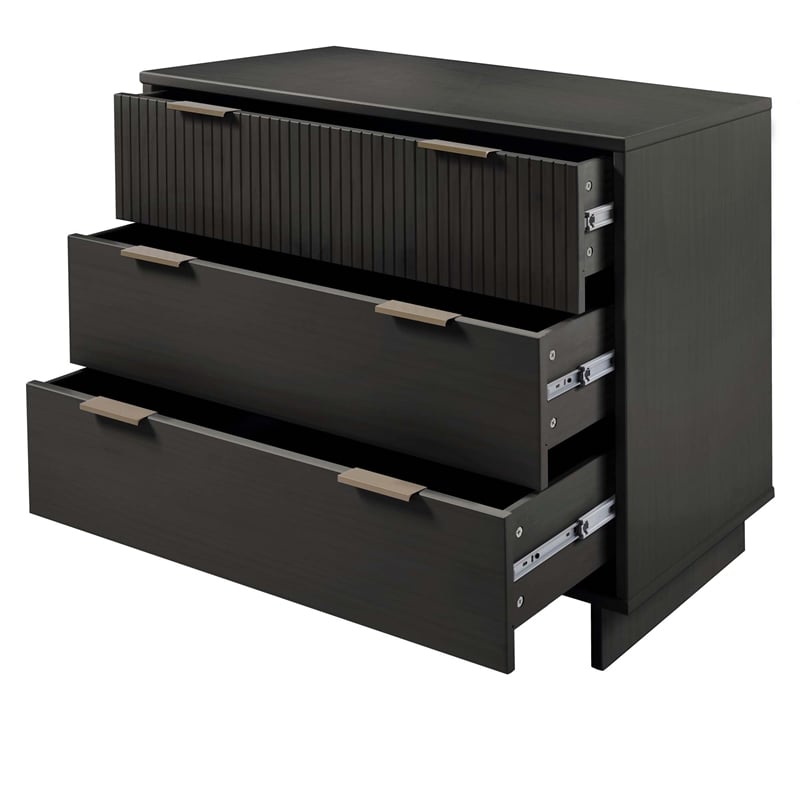2-Piece Granville Solid Wood Tall Narrow and Standard Dresser Set in Dark Grey