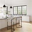 Manhattan Comfort Augusta Barstool with Metal Base in Light Gray - Set of 2