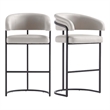 Manhattan Comfort Augusta Barstool with Metal Base in Light Gray - Set of 2