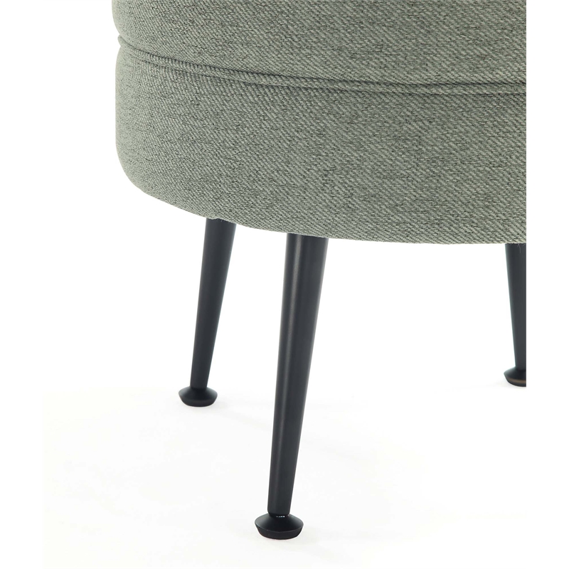 Bailey Woven Polyester & Solid Wood Ottoman - Multi-Color - Black Feet- Set of 4