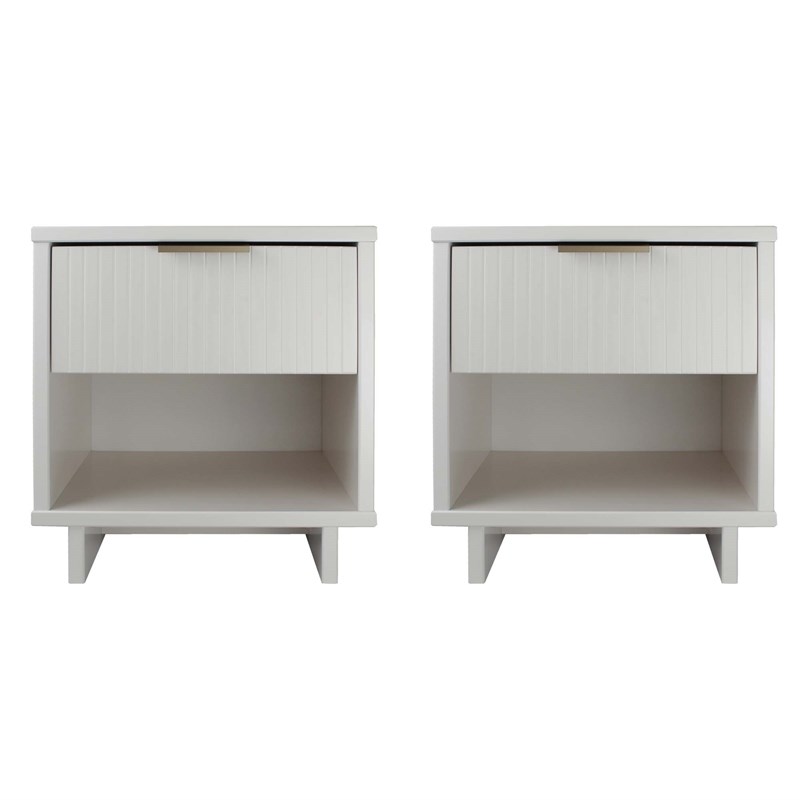 Manhattan Comfort Granville Solid Wood Nightstand 1.0 in White - Set of 2