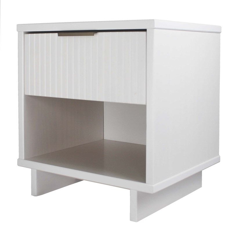 Manhattan Comfort Granville Solid Wood Nightstand 1.0 in White - Set of 2