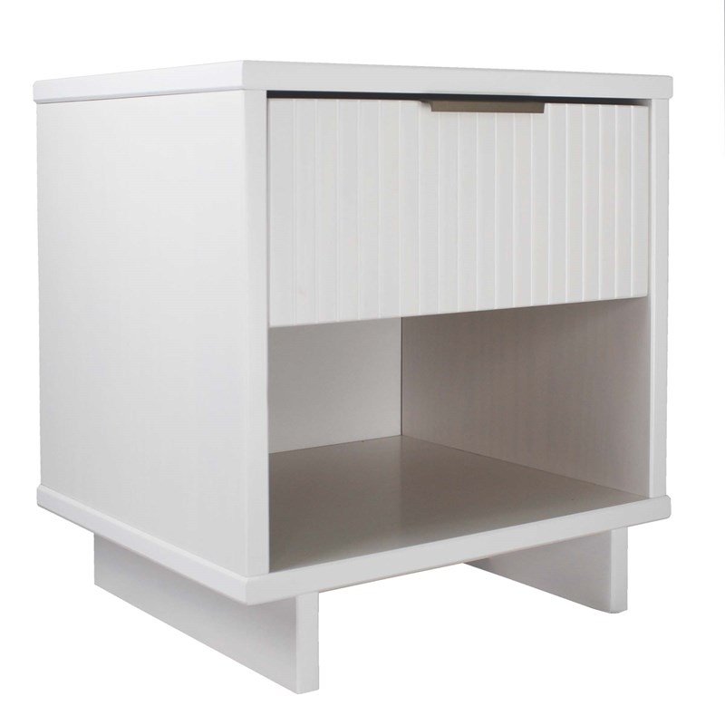 Manhattan Comfort Granville Solid Wood Nightstand 1.0 in White - Set of 2
