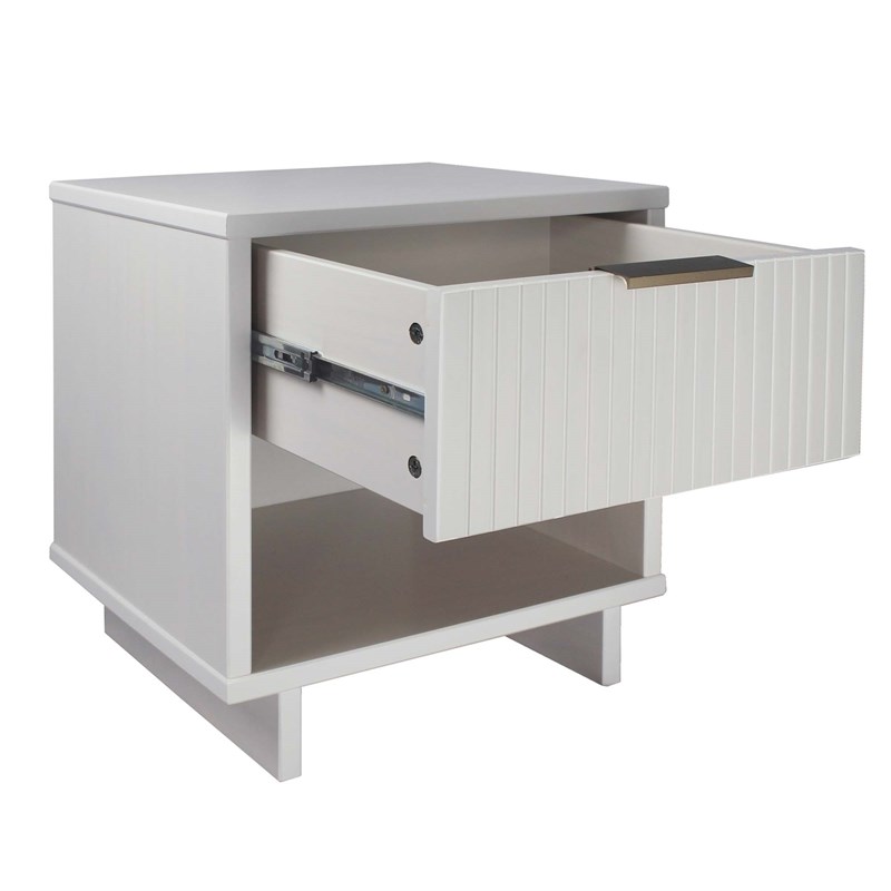 Manhattan Comfort Granville Solid Wood Nightstand 1.0 in White - Set of 2