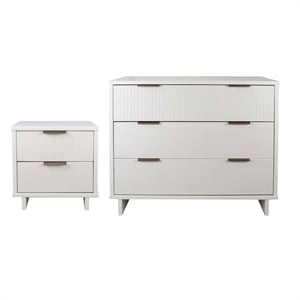2-Piece Granville Standard Dresser and Nightstand Set - Solid Wood in White