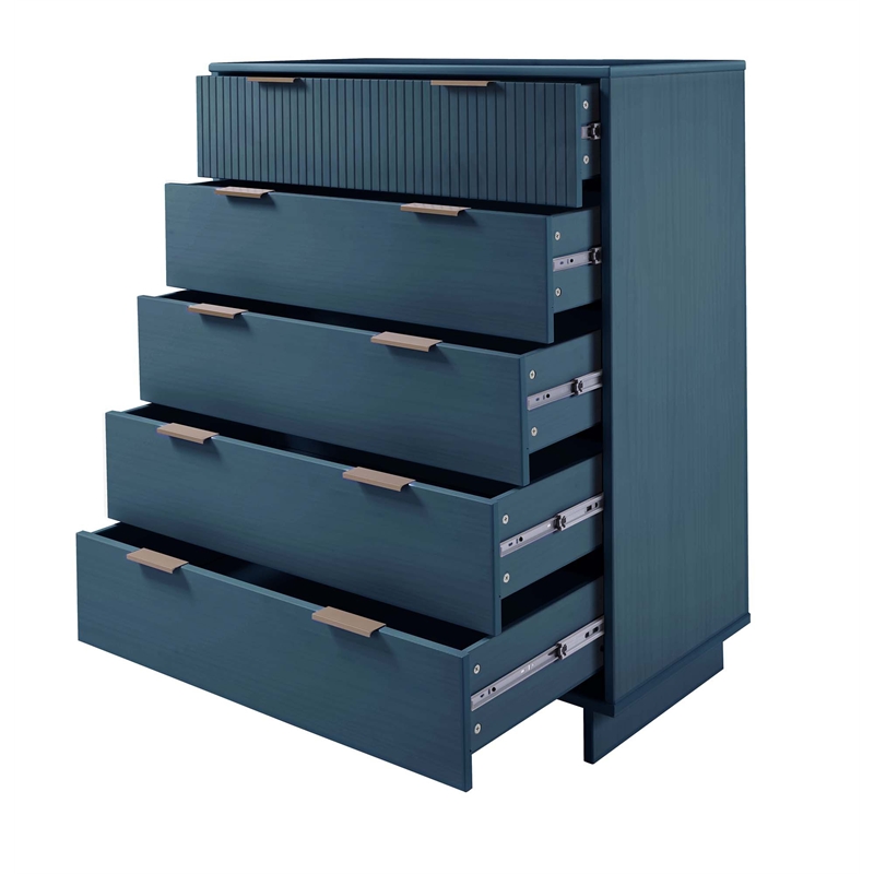 2-Piece Granville Solid Wood Tall Chest and Double Dresser Set in Midnight Blue