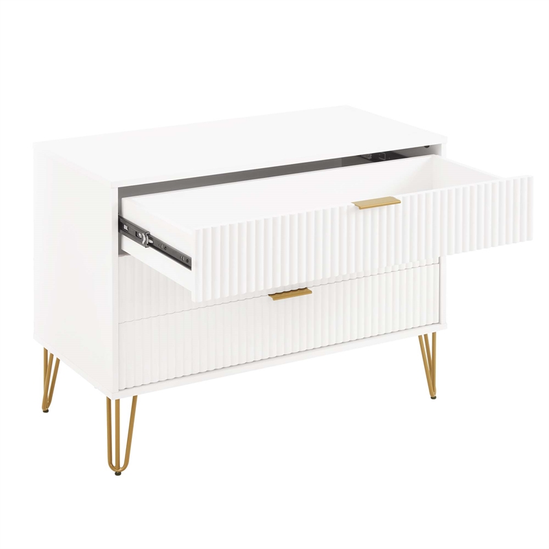 DUMBO Modern Engineered Wood Dresser with 3-Drawers in White