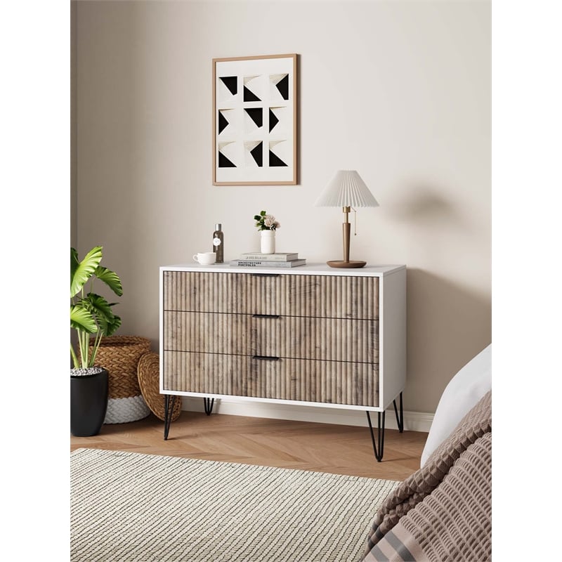 DUMBO Modern Engineered Wood Dresser with 3-Drawers in Multi-Color