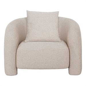Modern Sylvia Tweed Accent Chair with Accent Pillow in Gold Dust