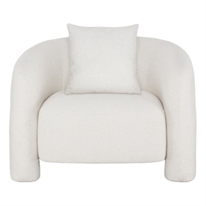 Modern Sylvia Tweed Accent Chair with Accent Pillow in Beige