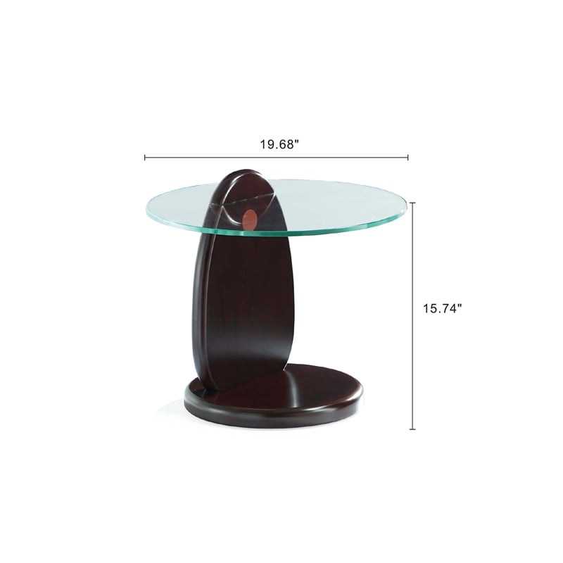 Manhattan Comfort Artesia Modern End Table with Solid Wood Base - Dark Walnut