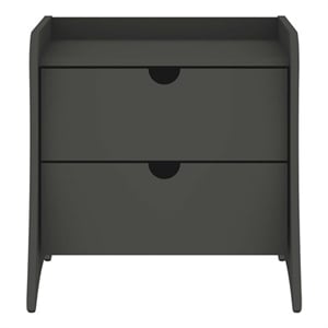 Manhattan Comfort Coney Mid-Century Modern 2-Drawer Nightstand in Gray