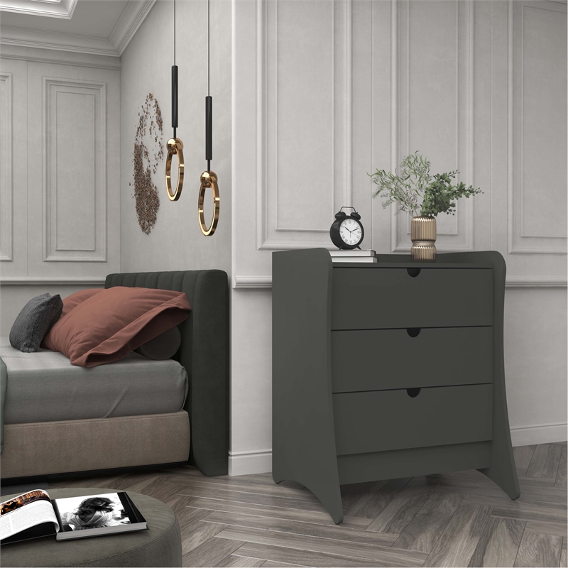 Manhattan Comfort Coney Mid-Century Modern 3-Drawer Dresser in Gray