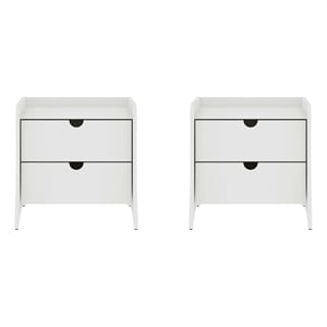 Coney Mid-Century Modern 2-Drawer Nightstand in White (Set of 2)